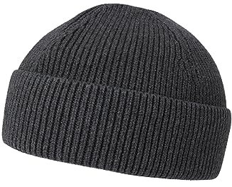 Mela - Kurze Rippstrick Mütze RAFI | Nachhaltig mit Fairtrade Cotton, GOTS & Grüner Knopf Zertifizierung, Farbe:anthrazit Melange