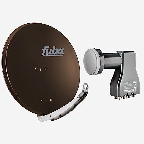 Fuba Sat Anlage 8 Teilnehmer | Satellitenschüssel Komplettset - DAA 850 B Sat-Schüssel 85cm Alu braun + Fuba DEK 818 Octo LNB 8 Teilnehmer (DVB-S2, HDTV, UHD 4K/8K, 3D) mit LTE-Störfilter