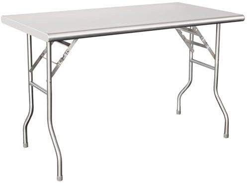 HARDURA Klappbarer Edelstahltisch 76×122cm mit verzinkten Beinen Kommerzieller klappbarer Vorbereitungstisch für Restaurant Küche Haus und Hotel