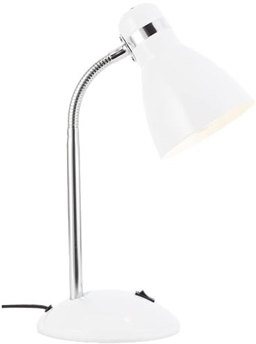 Lightbox funktionale Tischlampe - 34 x 14 cm - Basic Tischleuchte mit Schalter & schwenkbarem Kopf - in Weiß - E27, max. 25 W - aus Metall/Kunststoff