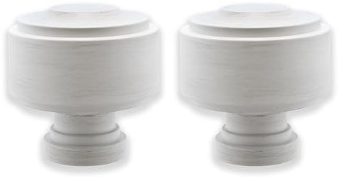 BLASTHOME® Luxuriöse Endstücke mit Knauf, passend für Gardinenstangen der Signature Collection (Stange nicht im Lieferumfang enthalten) – Premium-Qualität, Schwermetall – 2er-Set – gebürstetes Weiß
