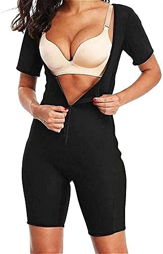 JIALIFT Damen Saunaanzug Zur Gewichtsreduktion Bauchkontrolle Sauna Jumpsuit Body Shapewear Taille Trainer Schweiß Abnehmen Bodysuit Sauna Weste (Color : Noir, Size : L)