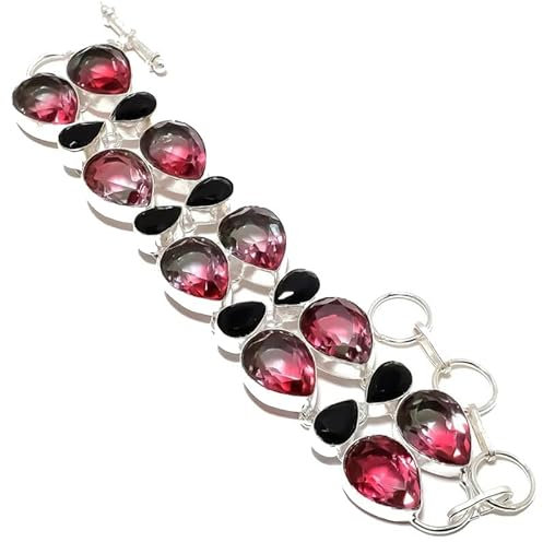 VACHEE Bi-Color Turmalin Schwarz Spinell Multi-Stein Handgefertigtes Armband 7-9 Für Mädchen Frauen 925 Sterling Silber plattierter Schmuck 999