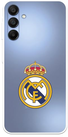 Schutzhülle für Samsung Galaxy A15 5G Real Madrid, Wappen von Real Madrid, transparent, zum Schutz Ihres Handys. Flexible Silikonschicht mit offizieller Lizenz von Real Madrid