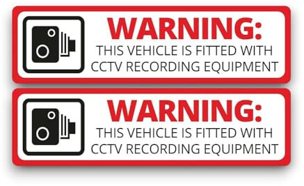 2 PACK - Small WARNING VEHICLE FITTED WITH CCTV Self Adhesive Stickers - 12cm - Water Proof - Alarm, Sign, Notice, Decal, Car, Van SG242