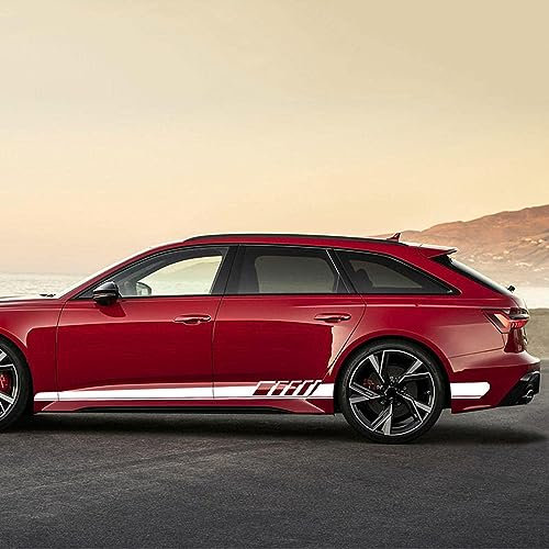 Karosserie Kofferraum Dekoration Aufkleber Taille Linien Aufkleber Tür Seitendekor Aufkleber für Audi A3 A4 A5 A6 A7 Q2 Q3 Q5 RS3 RS4 RS5 TT S5 S6 S7,C-White