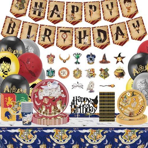 Party Kit de fête d'anniversaire Harry Potter: Harry Vaisselle fête Anniversaire - Wizard Party Tableware Set - 16 Invités Magical Thème Party Vaisselle