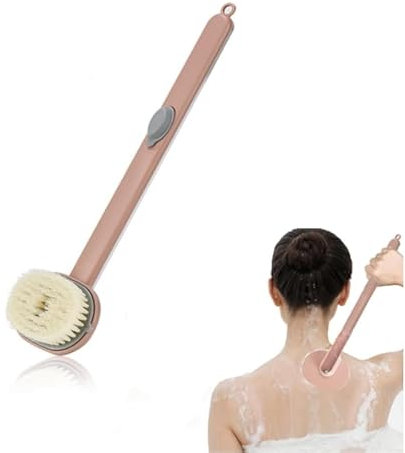 Long Handle Bath Massage Cleaning Brush with Soap Dispenser,Back Scrubber for Shower,Bath Massage Cleaning Brush,Removable Brush Head for Men and Women (Ross)