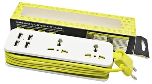 siduytin Regleta liviana con USB para soluciones de carga portátiles Regleta con ranura USB Regleta de escritorio versátil, amarillo verde B