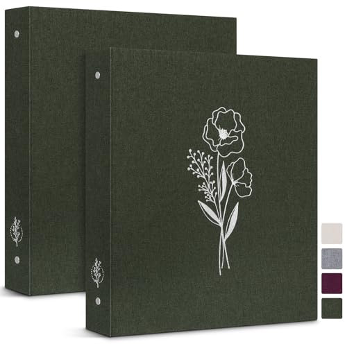 Lanpn Ringbuch Basic DIN A4 2 Stück, Leineneinband Ringbuch Ordner A4 mit 3 Ringe 2,5 cm runde Ringe hält 21,6 x 27,9 cm Papier für Zuhause Büro Schule Journaling Sammlungen (grün)