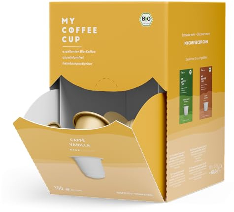 My Coffee Cup MEGA BOX CAFFÈ VANILLA BIO-Kaffee Kapseln 100 Stück | Für Nespresso®³ Kapselmaschinen, 100% heim- und gartenkompostierbar, 0% Aluminium