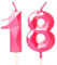 18th Birthday Candles Hot Pink Number 18 Candles for Birthday Cake, 18 Birthday Candles 18th Candles for Cake, 18th Birthday Cake Candles Cake Toppers for 18 Year Old Girls Her Rose Gold