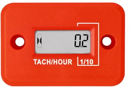 RileyFine RQ-HM012 Digitaler Drehzahlmesser, TOT Stundenaufzeichnung, Echtzeit-Drehzahlanzeige, für ZTR Rasenmäher Traktor Generator Außenborder (red)