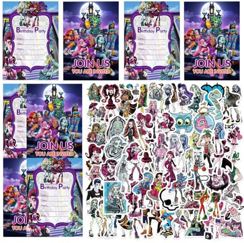 SYTTNUM Carte D'Invitation, Monster Invitation de Fête,Anniversaire Cartes D'Invitation,Avec Autocollants Mignons,Autocollants Imperméables,pour Fête D'Anniversaire,Cadeaux