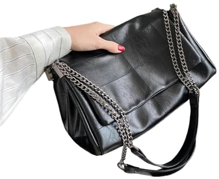 POLGDW Damenhandtasche Mode Frauen Pendler Taschen Kette Crossbody Tasche Damen Schulter Große Kapazität Handtasche-schwarz