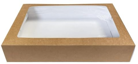 Fiesta Recyclable Platter Box with PET Window, Pack of 25, Large