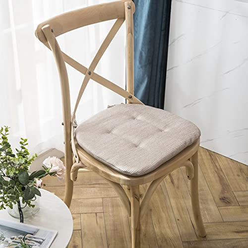 Stuhlkissen aus Jute, U-Form, mit Bändern, Esszimmerstuhlkissen, 40,6 x 40,6 cm, Beige, 4 Stück