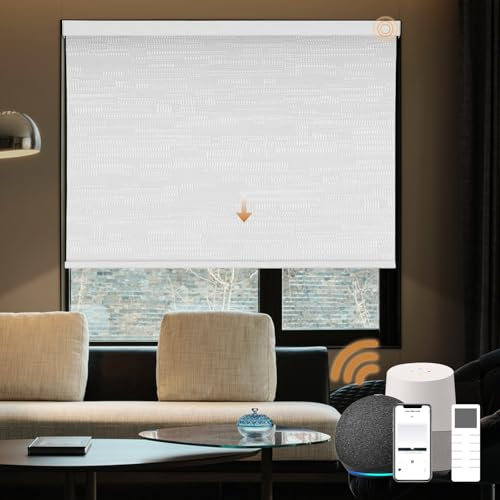 Tende oscuranti motorizzate per finestre con telecomando, tenda elettrica / tenda a rullo / dimensioni personalizzate 50 cm 270 cm (18 pollici), tessuto bianco