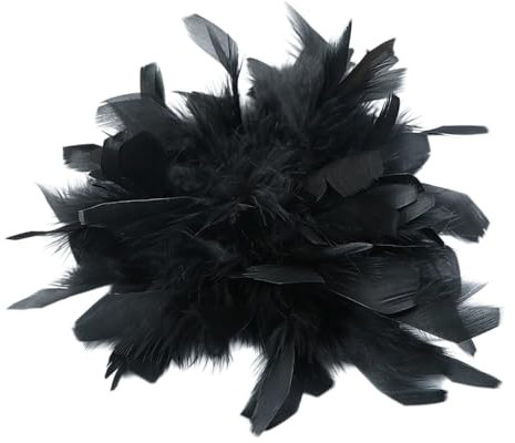 Feder Haarnadel Brosche Damen Federbrosche Truthahnfeder Brosche Federkorsage Vintage Federkopfschmuck Corsage Haarschmuck für DIY Hochzeits Party Geburtstag Schmuck Zubehör,Schwarz
