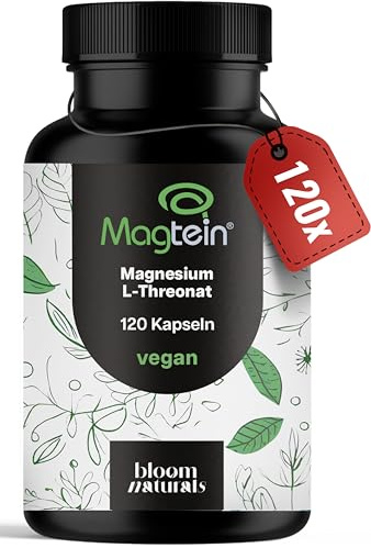 Magtein® Magnesium L-Threonate – 120 Kapseln – 2000 mg pro Tag | L-Threonat - Magnesium Threonate – vegan, produziert in Deutschland, laborgeprüft