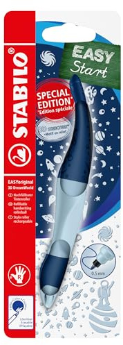 STABILO - Stylo roller - EASYoriginal 3D DreamWorld - Stylo ergonomique pour droitier - Rechargeable - Encre bleu effaçable - Bleu - Blister | Bleu, 3D DreamWorld, bleu effaçable, avec cartouche, blister