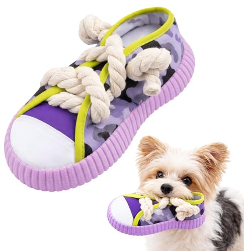 YSFVNP Puppy Teething Toys, Puppy Chew Toys with Squeaker And Rope for Small Dogs, Interactive Tug E Nuff Puppy Teething and Playtime (Yellow) (purple)