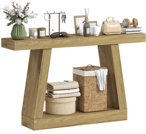 HOMCOM Consolle Ingresso Rustico con Piano Spesso 140x30x83 cm, Rovere