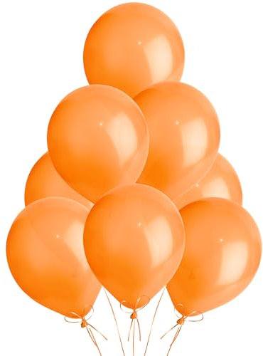 Metallic Orange Balloons 100 Pack, Large 12 Inch Thick Latex Biodegradable Helium Party Balloons for Birthday, Wedding, Baby Shower, Valentine's Day Events Decoration for Balloon Arch Garland