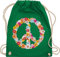 Turnbeutel Rucksack - Sprüche Statement - Peace Flower Power Hippie Peace Zeichen I Friedenszeichen I 90er I 70er - Unisize - Grün - festival turnsack mit aufschrift 90s beutel sportbeutel retro