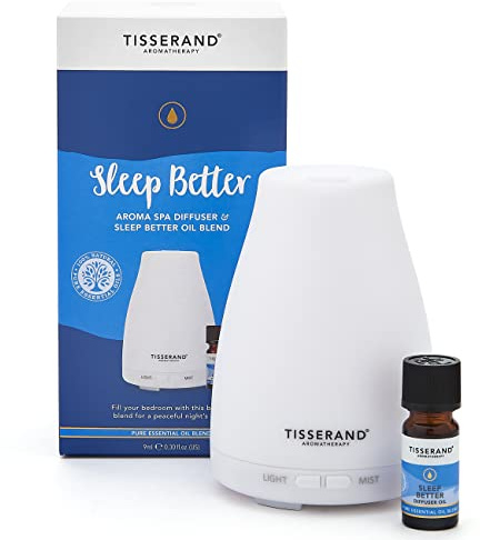Tisserand - Sleep Better | Aroma Spa Diffuser with Lavender, Jasmine & Sandalwood Diffuser Oil | 100% Pure Essential Oil Diffuser Set | 1 x 9ml