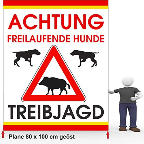 Werbebanner 80 x 100 cm Dreieck Treibjagd Sau schwarz