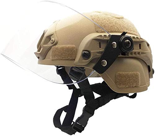 Casco Protettivo tattico Airsoft, Casco tattico Mich 2000 Action Version con Staffa NVG e Maschera Visiera antivandalo per Giochi Airsoft Paintball CS all'aperto