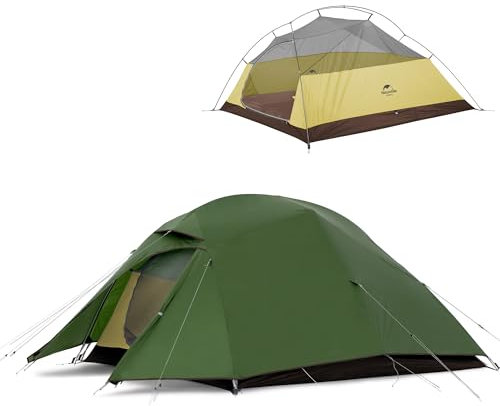 Naturehike Cloud-Up 3 Tente de Camping Ultra Légère Imperméable Autoportante Antisolaire Sac de Compression pour 3 Personnes pour Camping et Randonnée Alpinisme (20D Vert Forêt Amélioré)