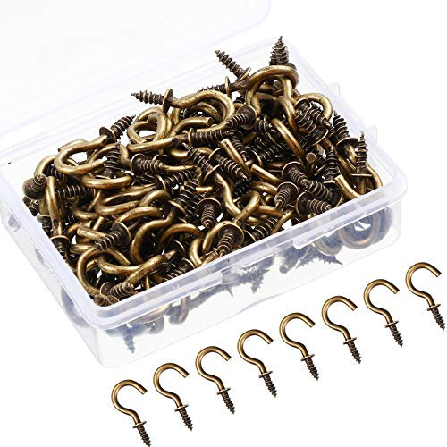 Ripeng 120 Stücke Schraubhaken Metall Becherhaken Schraube in Aufhänger Deckenhaken Schrank Becher Aufhänger Schraube in Haken zum Aufhängen von Teetassen Schlüssel (Bronze, 1/2 Zoll)