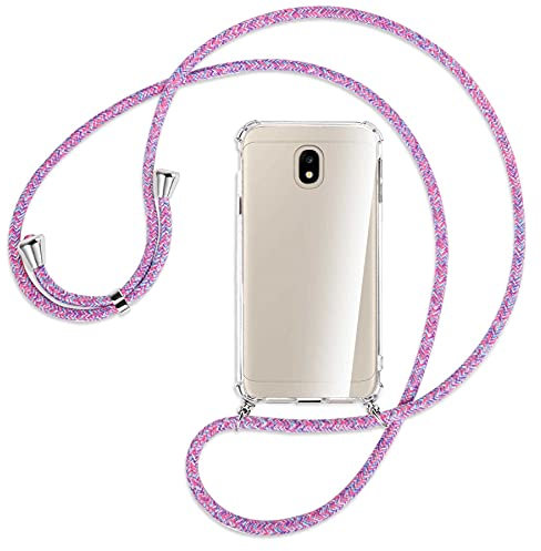 mtb more energy® Handykette kompatibel mit Samsung Galaxy J3 2017 (SM-J330, 5.0'') - Purple Unicorn - Smartphone Hülle zum Umhängen - Anti Shock Full TPU Case