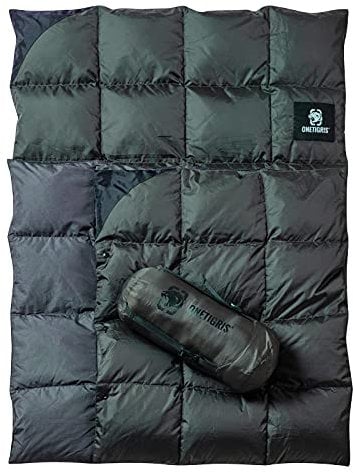 OneTigris Ultraleicht Reisedecke Daunen Campingdecke Outdoor Decke warm wasserdicht kompakt Daunendecke für Camping Picknick Wandern 195 X 135 cm(5-25 ℃)