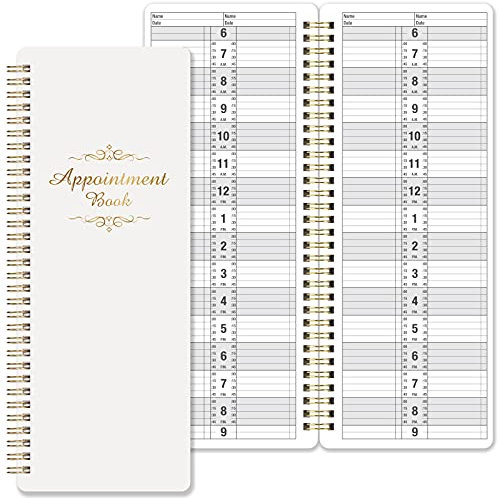 Terminkalender – undatiertes Salon-Terminbuch, 15-Minuten-Intervalle, Tagesplaner, 11,4 x 29,8 cm, Tages- und Stundenplanbuch, 2 Spalten und 200 Seiten, starke Doppeldrahtbindung, Hardcover,