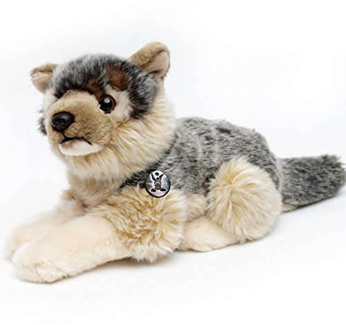 Wolf Welpe Kuscheltier liegend 28 cm Plüschtier Wölfchen * RAYKA