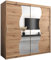 KRYSPOL Schwebetürenschrank Madryt 200 cm mit Spiegel Kleiderschrank mit Kleiderstange und Einlegeboden Schlafzimmer- Wohnzimmerschrank Schiebetüren Modern Design (Artisan Eiche)
