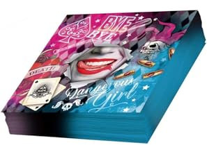 FIESTAS GUIRCA Paquete 12 SERVILLETAS Dangerous Harley Quinn 33CM