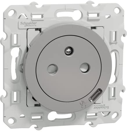Schneider Electric - Odace - Toma rasante + USB C10,5 W - Aluminio - S530089
