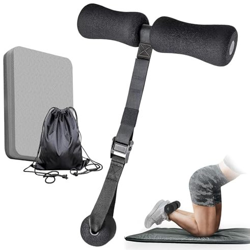 Nordic Hamstring Curl Strap, Rückentrainer für Zuhause Situp Trainingsgerät Geeignet für Bein Bauch Taille und Rückentraining Sportfitnesszubehör mit 2CM Knieschoner Matte Trainingsgeräte