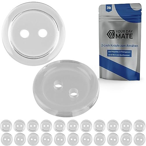 Botones para ropa, 24 piezas, 2 agujeros, Ø 20,3 mm, transparentes, de poliéster, tamaño 32L, botones de resina para chaqueta, abrigo, camisa, polo, botón DIY de resina sintética