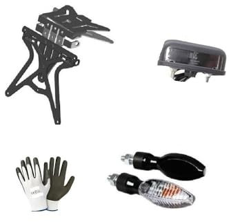 KOMPATIBEL MIT RIEJU RS2 Matrix 50 UNIVERSELLES, Nicht SPEZIFISCHES, VERSTELLBARES Motorrad-FÜHRERSCHEIN-FÜHRERSCHEIN-Halter-Set + 2 GLÜHBIRNEN-Blinker + KENNZEICHENLICHT