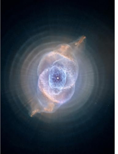 Artery8 Hubble Space Telescope Image Cat's Eye Planetary Nebula Dying Star Sculpture Gas Dust Spherical Mass Pulse Ejections Bright Bull's Eye Pattern Art Print Canvas Premium Wall Decor Poster Mural