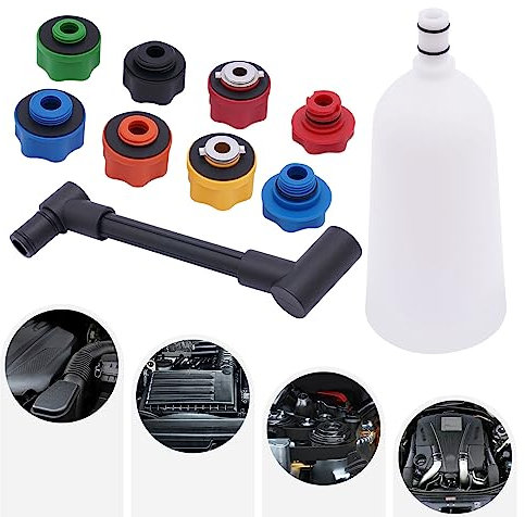 Kit de embudo de aceite embudo de 2 litros embudo de aceite para coche, interfaz de tornillo, embudo para aceite de motor, longitud del tubo de extensión: 24,5 cm, diámetro de cada adaptador 6 cm