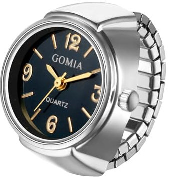 Silverora Ringuhr Fingeruhr Edelstahl Elastische: Damen Analoge Quarz Uhrenring Stretchband Fingerring mit Temperaturempfindlicher Farbwechselnder Zifferblatt Geschenke für Frauen Mädchen Silber Groß