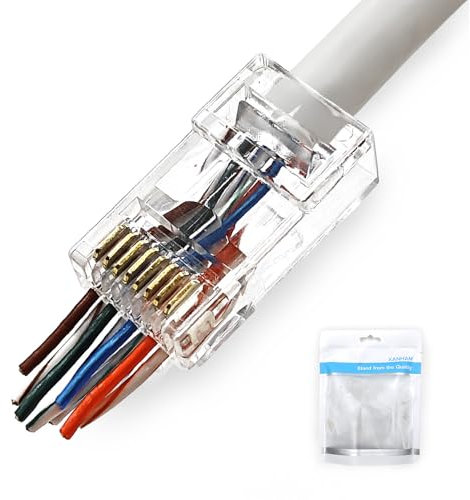 XANHAM 25 Pack Cat 6 Pass Through RJ45 Connector Unshield Modular Crimp Network Plug for Cat6, Cat6e, Cat5, Cat5e UTP Solid or Stranded Ethernet Cable
