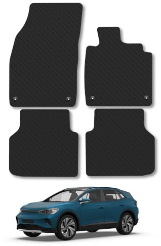 Compatible with Car Mats for VW ID.4 (2020+) 3mm Rubber | Tailored Fit Durable Floor Mats Full Coverage Protection Waterproof Accessories Easy Clean Anti Slip Made in the UK