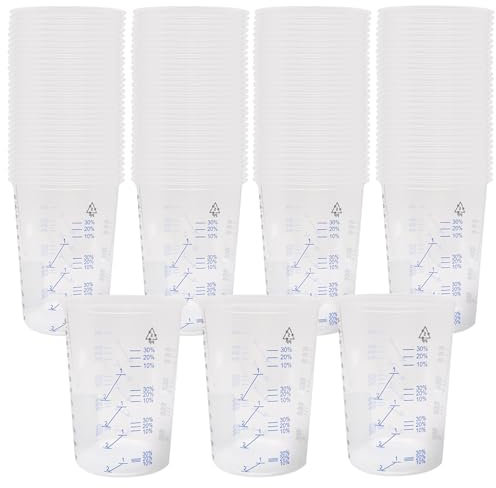 BORDEAG 50 Pièces Tasses De Mélange De Peinture, 600ml Gobelets Doseurs En Résine, Tasses À Mesurer En Plastique, Tasse À Mesurer Professionnelle Pour Liquides, Mélange De Résine, Peinture, Pigments